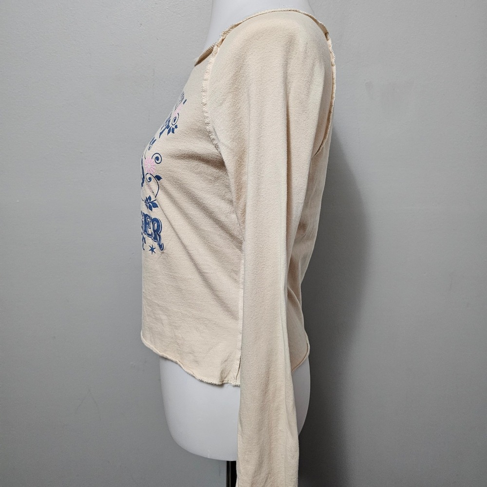 Self Esteem Y2K Graphic Long Sleeve Graphic Top Beige Women's L - Picture 3 of 7